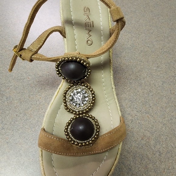 Skemo Embellished Open Toe  Espadrille Woven Wedge Heel Sandal Size 7 - Picture 10 of 12